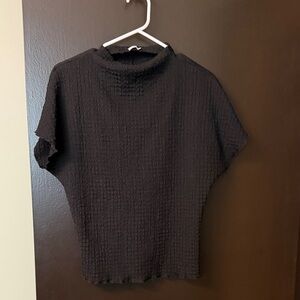 Ripe Black Textured Short Sleeve Mock Neck Top